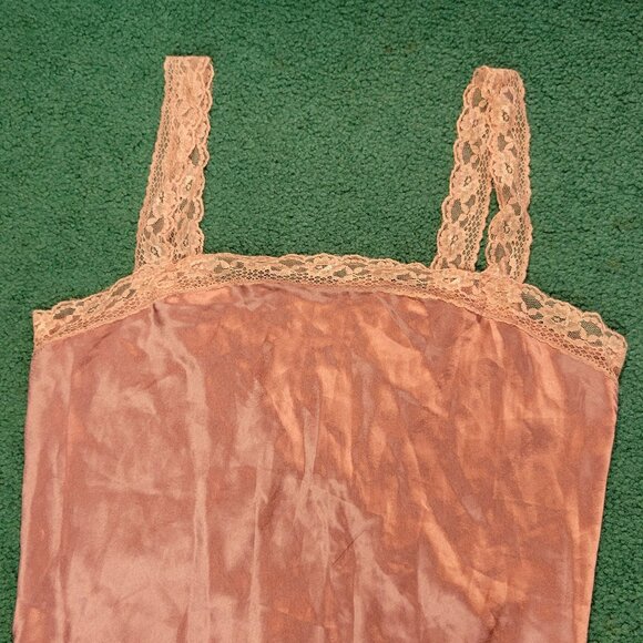 By Anthropologie Womens Sleep Dress Sz S Mauve Copper Reversible Lace-Trimmed Sl - Picture 7 of 10